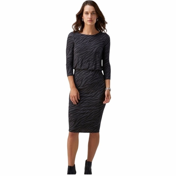 PURE COLLECTION Mono Zebra Jersey Slim Dress - Picture 1 of 7